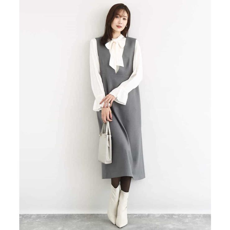 パウダーサテン ボウタイブラウス/洗える | MK MICHEL KLEIN | 詳細画像8 