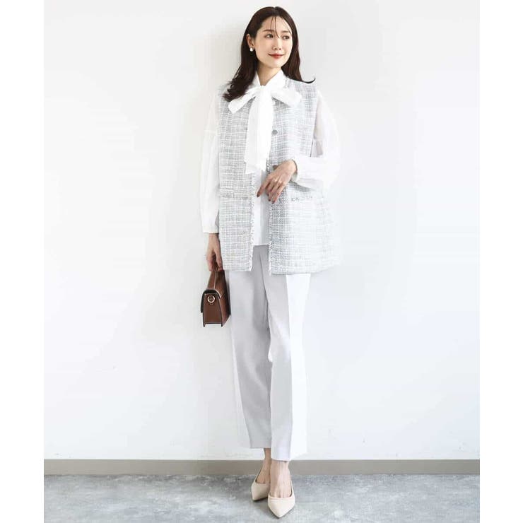 ボウ付きバンドカラーブラウス/洗える | MK MICHEL KLEIN | 詳細画像13 