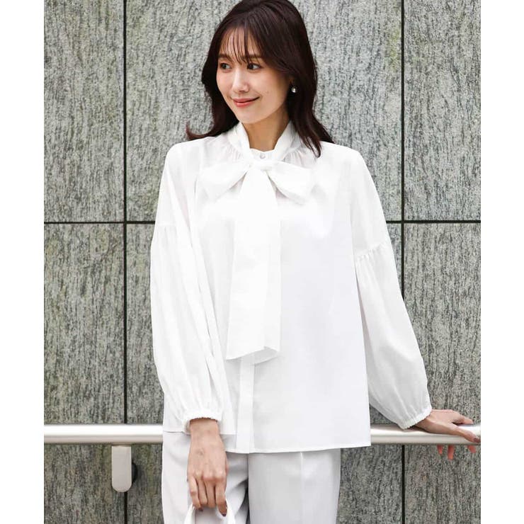 ボウ付きバンドカラーブラウス/洗える | MK MICHEL KLEIN | 詳細画像2 