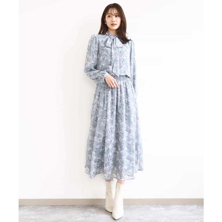 ボウタイ付き花柄シフォンブラウス/洗える | MK MICHEL KLEIN | 詳細画像10 