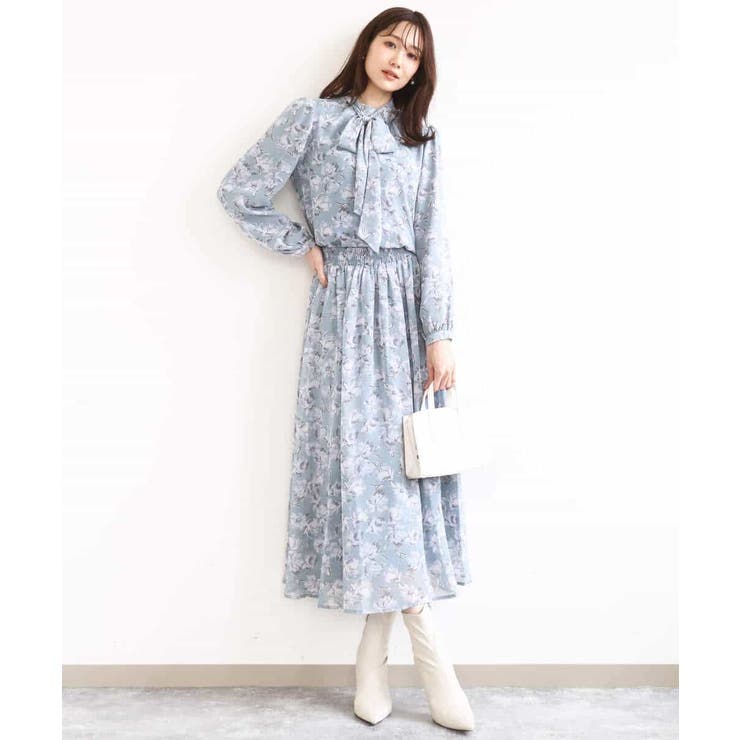 ボウタイ付き花柄シフォンブラウス/洗える | MK MICHEL KLEIN | 詳細画像13 