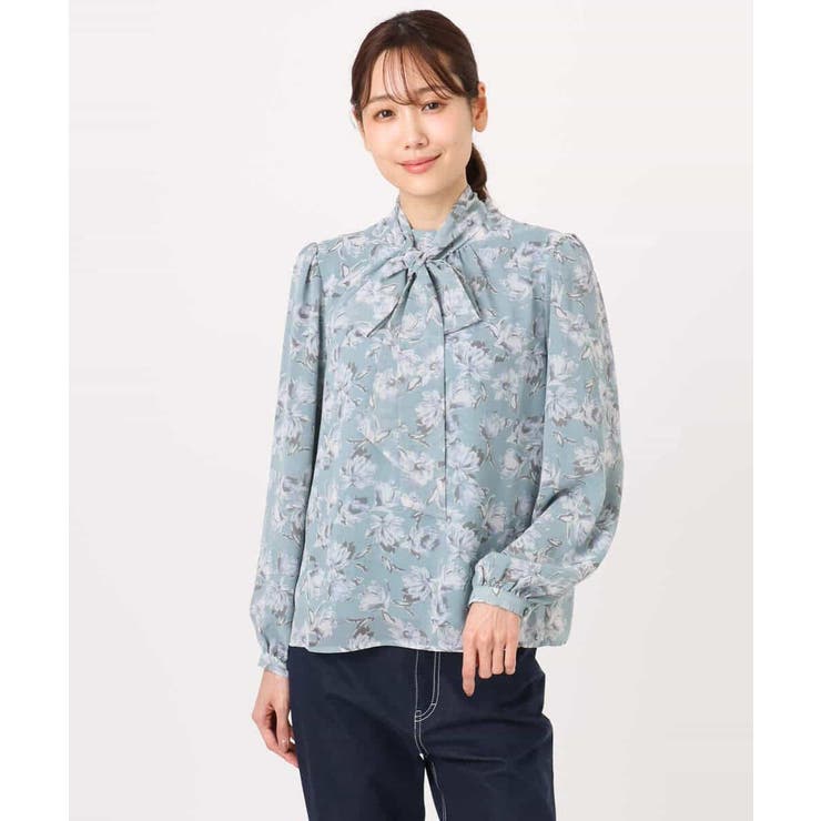 ボウタイ付き花柄シフォンブラウス/洗える | MK MICHEL KLEIN | 詳細画像17 