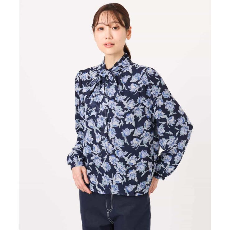 ボウタイ付き花柄シフォンブラウス/洗える | MK MICHEL KLEIN | 詳細画像28 