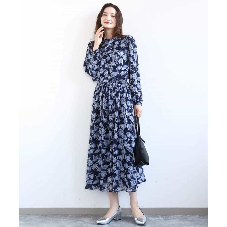 ボウタイ付き花柄シフォンブラウス/洗える | MK MICHEL KLEIN | 詳細画像5 