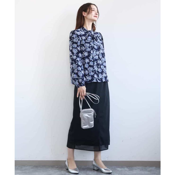 ボウタイ付き花柄シフォンブラウス/洗える | MK MICHEL KLEIN | 詳細画像8 