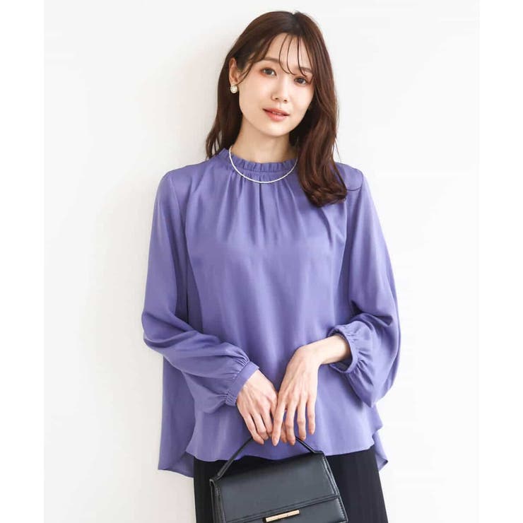 サテンフリルネックブラウス/接触冷感/UVカット/洗える | MK MICHEL KLEIN | 詳細画像2 