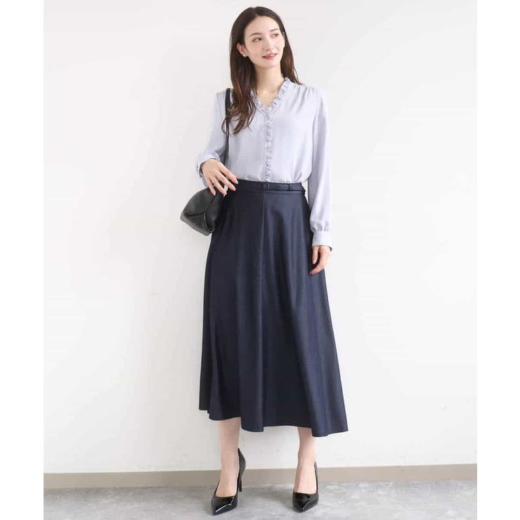 Vネックミニフリルブラウス/洗える | MK MICHEL KLEIN | 詳細画像8 
