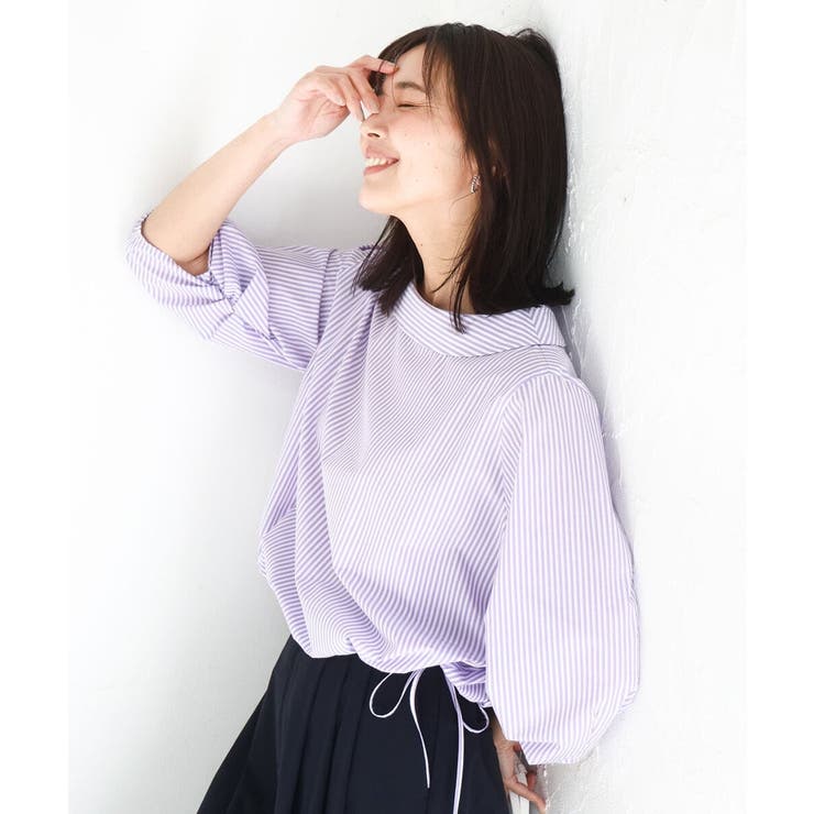 ロールネック ギャザースリーブブラウス/接触冷感/洗える | MK MICHEL KLEIN | 詳細画像1 