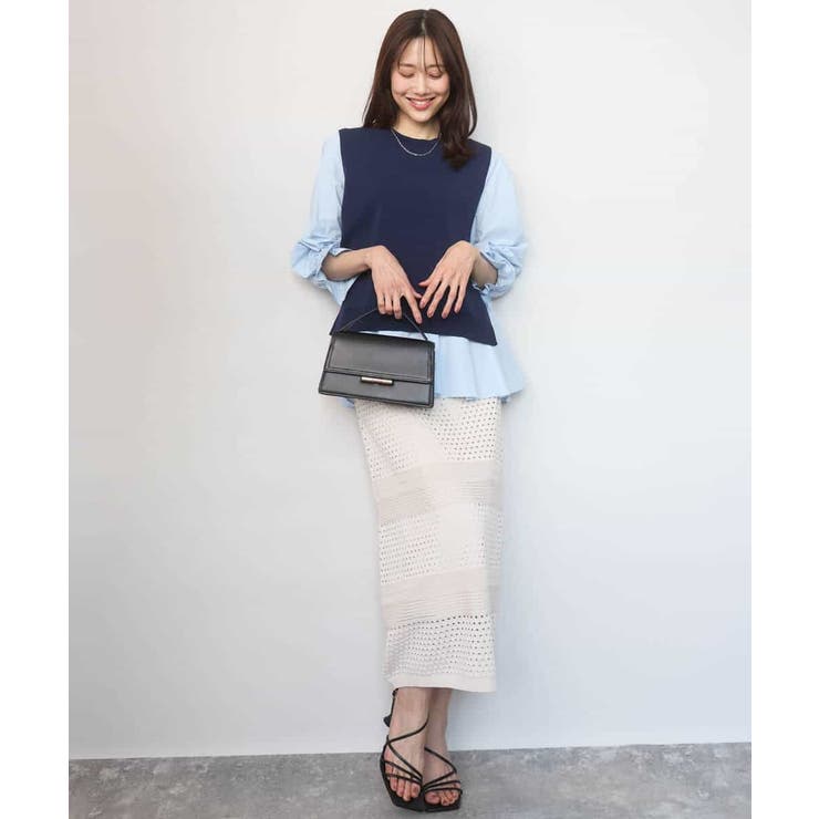 キャンディースリーブブラウス×ニットベスト ツインセット/洗える | MK MICHEL KLEIN | 詳細画像10 