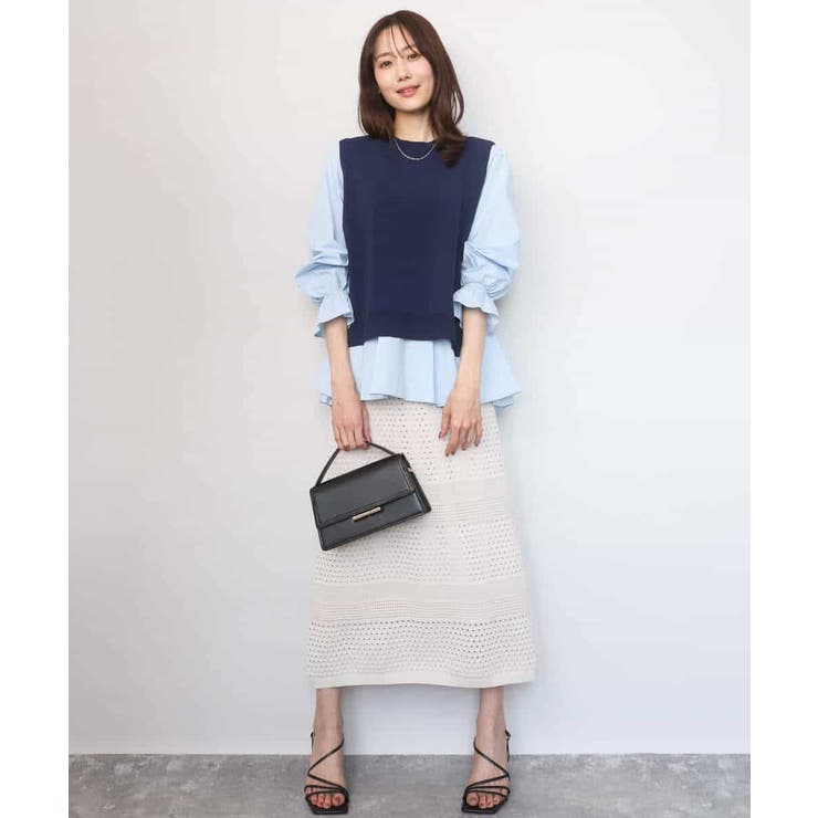 キャンディースリーブブラウス×ニットベスト ツインセット/洗える | MK MICHEL KLEIN | 詳細画像11 