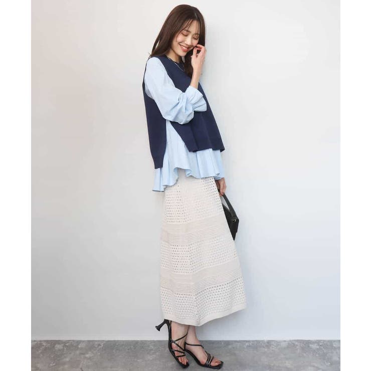 キャンディースリーブブラウス×ニットベスト ツインセット/洗える | MK MICHEL KLEIN | 詳細画像12 