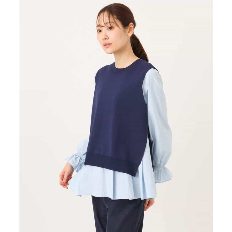 キャンディースリーブブラウス×ニットベスト ツインセット/洗える | MK MICHEL KLEIN | 詳細画像13 