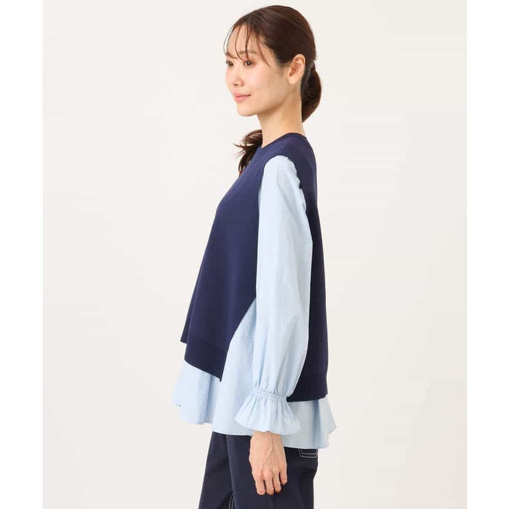 キャンディースリーブブラウス×ニットベスト ツインセット/洗える | MK MICHEL KLEIN | 詳細画像14 