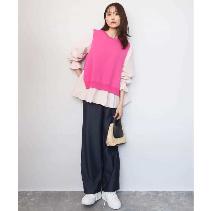 キャンディースリーブブラウス×ニットベスト ツインセット/洗える | MK MICHEL KLEIN | 詳細画像4 