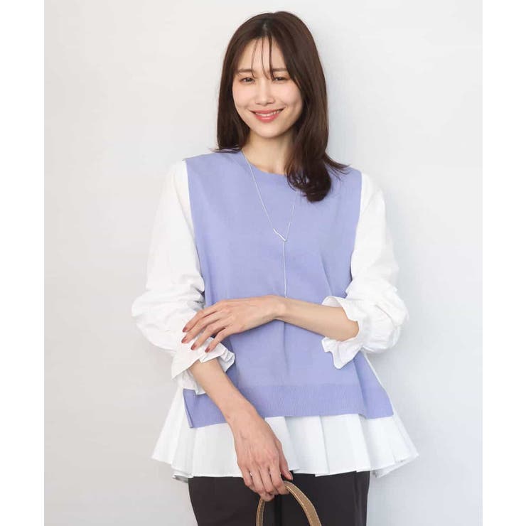 キャンディースリーブブラウス×ニットベスト ツインセット/洗える | MK MICHEL KLEIN | 詳細画像5 