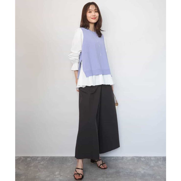 キャンディースリーブブラウス×ニットベスト ツインセット/洗える | MK MICHEL KLEIN | 詳細画像7 