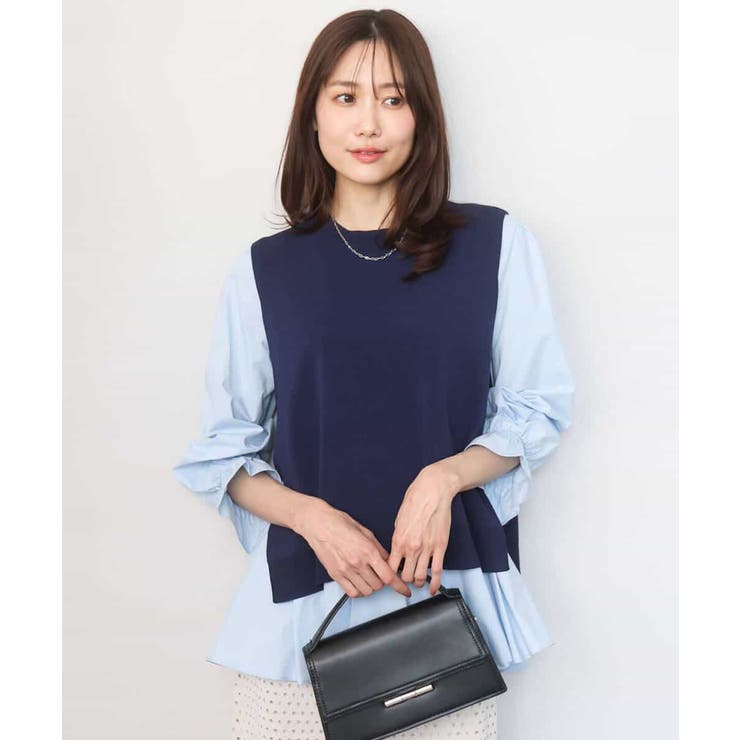 キャンディースリーブブラウス×ニットベスト ツインセット/洗える | MK MICHEL KLEIN | 詳細画像9 