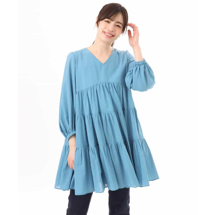 Vネックコットンシフォンチュニックブラウス/洗える | MK MICHEL KLEIN | 詳細画像10 