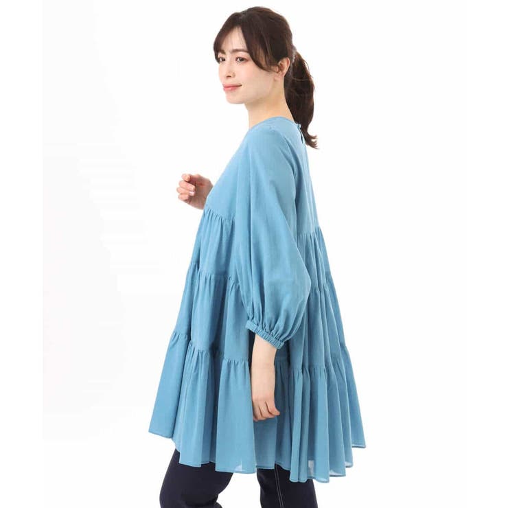 Vネックコットンシフォンチュニックブラウス/洗える | MK MICHEL KLEIN | 詳細画像11 