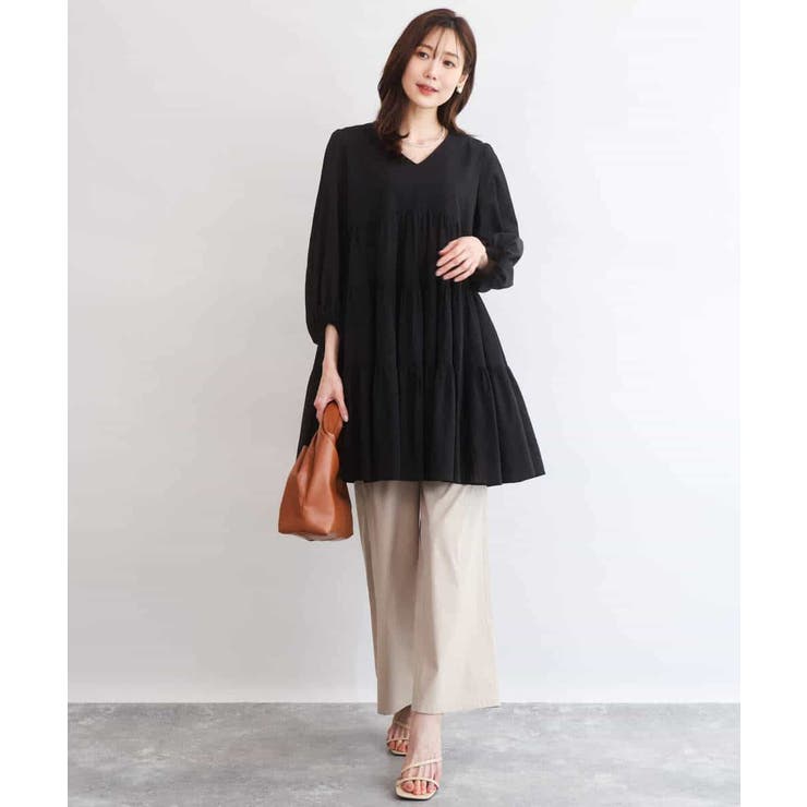 Vネックコットンシフォンチュニックブラウス/洗える | MK MICHEL KLEIN | 詳細画像3 