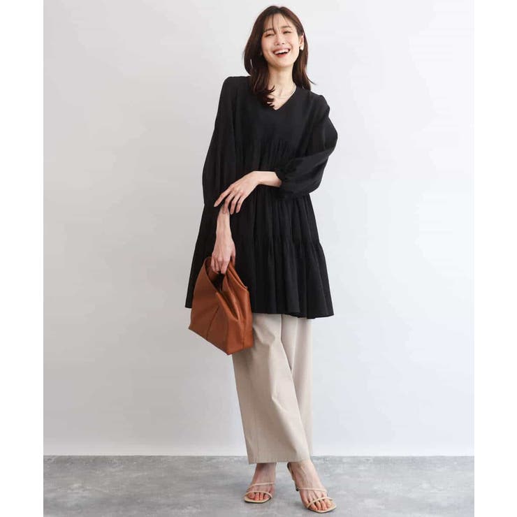 Vネックコットンシフォンチュニックブラウス/洗える | MK MICHEL KLEIN | 詳細画像4 