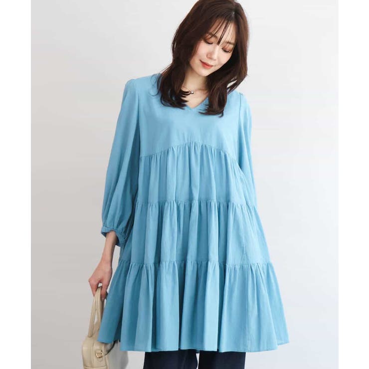 Vネックコットンシフォンチュニックブラウス/洗える | MK MICHEL KLEIN | 詳細画像6 