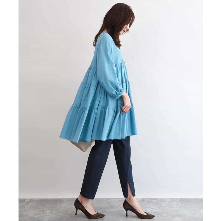 Vネックコットンシフォンチュニックブラウス/洗える | MK MICHEL KLEIN | 詳細画像9 