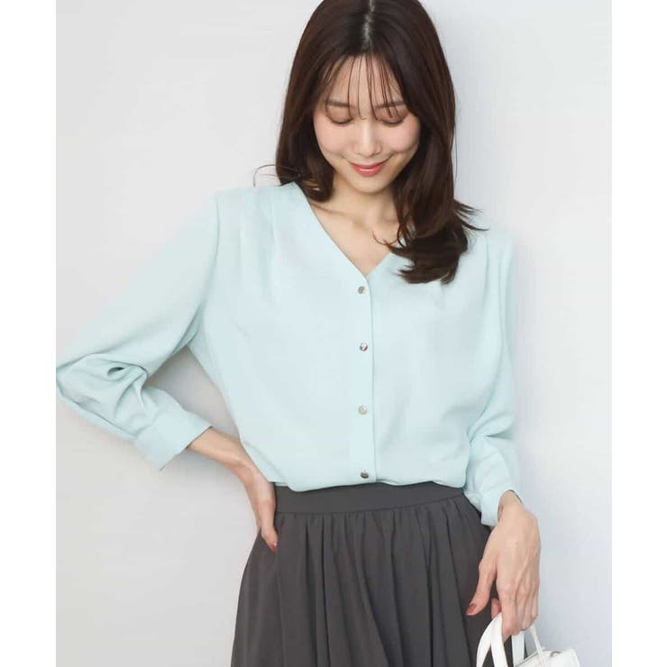 Vネックサテンブラウス/洗える | MK MICHEL KLEIN | 詳細画像10 