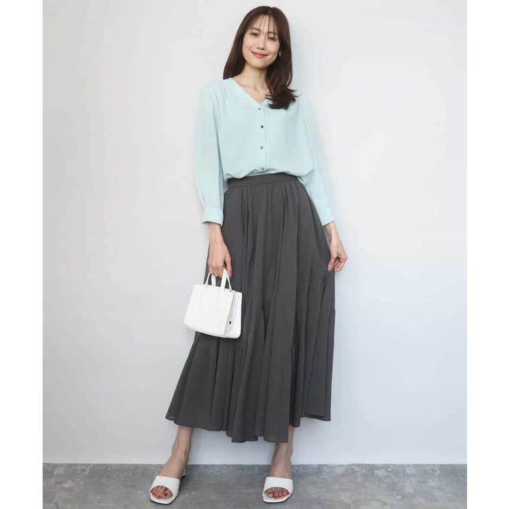 Vネックサテンブラウス/洗える | MK MICHEL KLEIN | 詳細画像12 