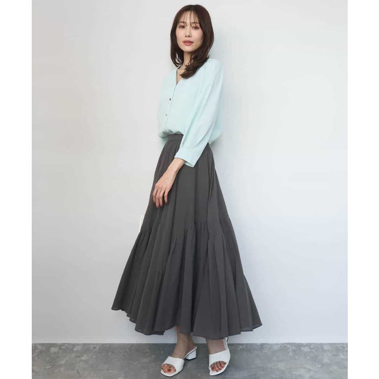 Vネックサテンブラウス/洗える | MK MICHEL KLEIN | 詳細画像13 