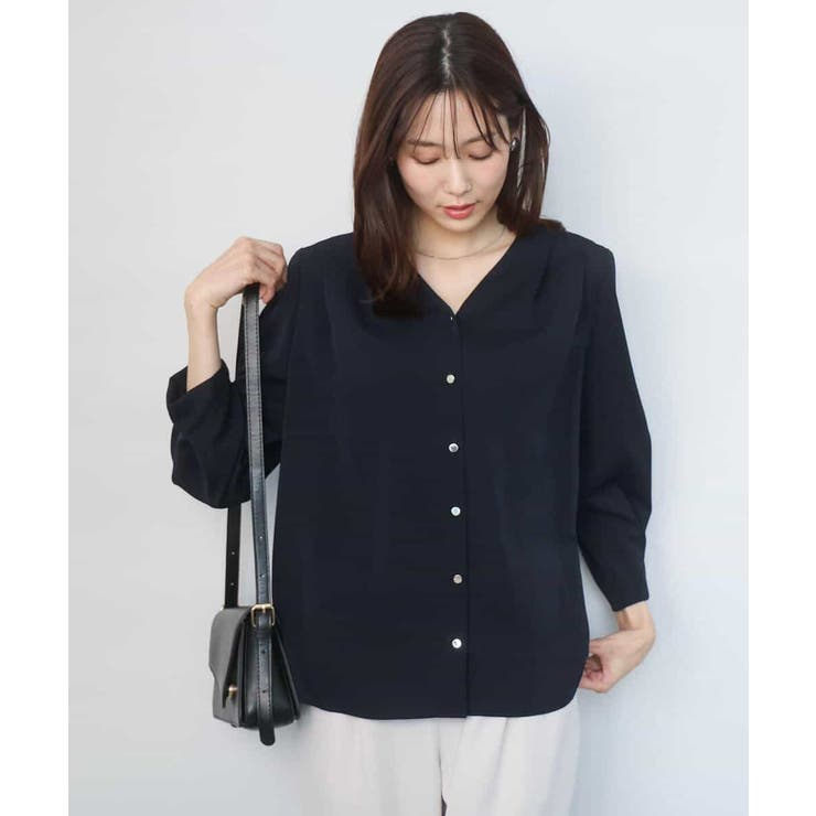 Vネックサテンブラウス/洗える | MK MICHEL KLEIN | 詳細画像2 