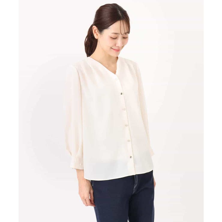 Vネックサテンブラウス/洗える | MK MICHEL KLEIN | 詳細画像22 