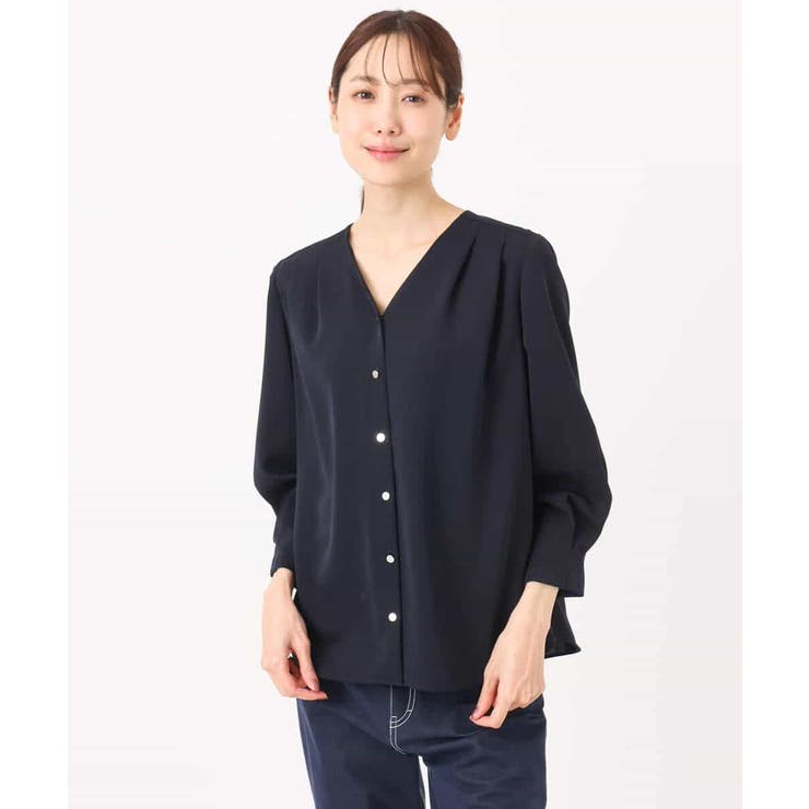 Vネックサテンブラウス/洗える | MK MICHEL KLEIN | 詳細画像24 