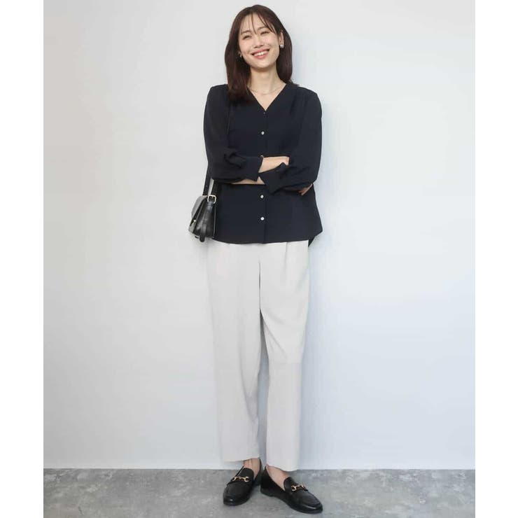 Vネックサテンブラウス/洗える | MK MICHEL KLEIN | 詳細画像4 