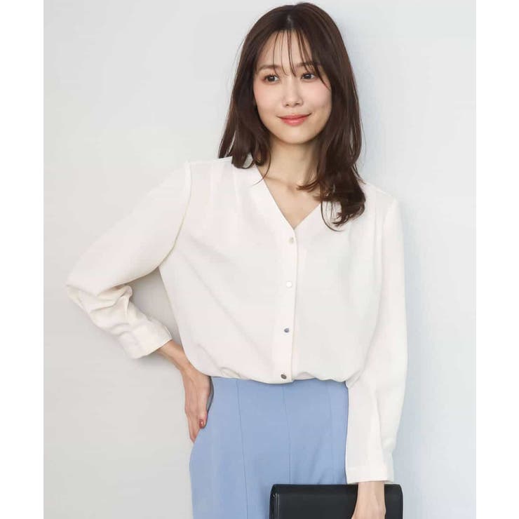 Vネックサテンブラウス/洗える | MK MICHEL KLEIN | 詳細画像6 