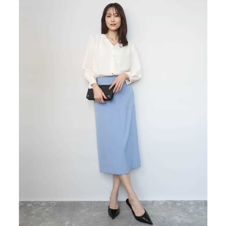 Vネックサテンブラウス/洗える | MK MICHEL KLEIN | 詳細画像9 