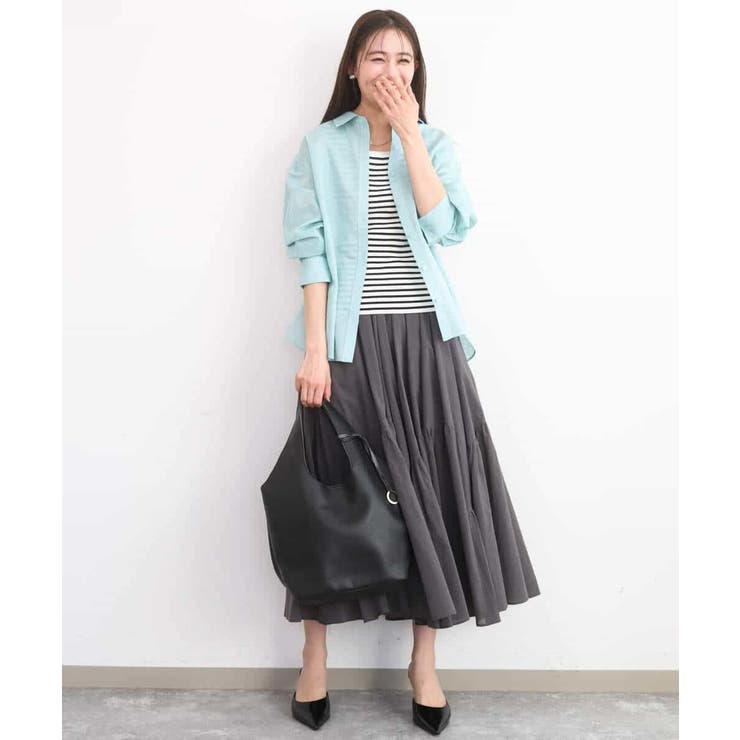 リネン混カラーシャツブラウス/接触冷感/洗える | MK MICHEL KLEIN | 詳細画像18 