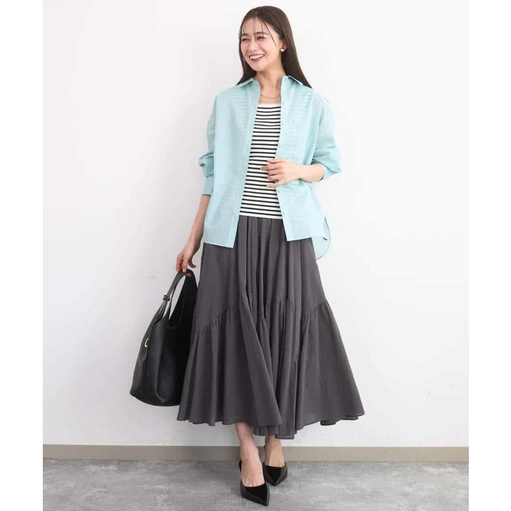 リネン混カラーシャツブラウス/接触冷感/洗える | MK MICHEL KLEIN | 詳細画像19 