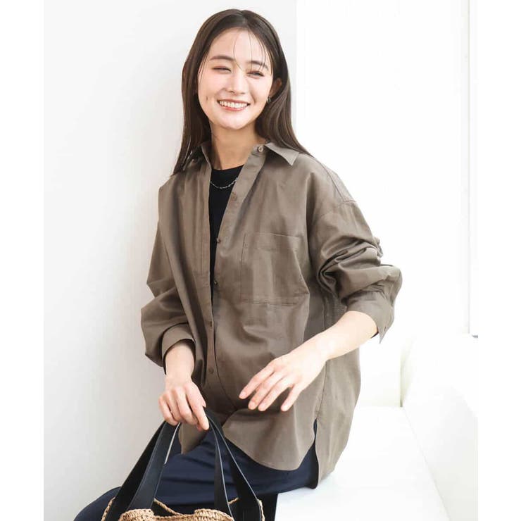 リネン混カラーシャツブラウス/接触冷感/洗える | MK MICHEL KLEIN | 詳細画像20 