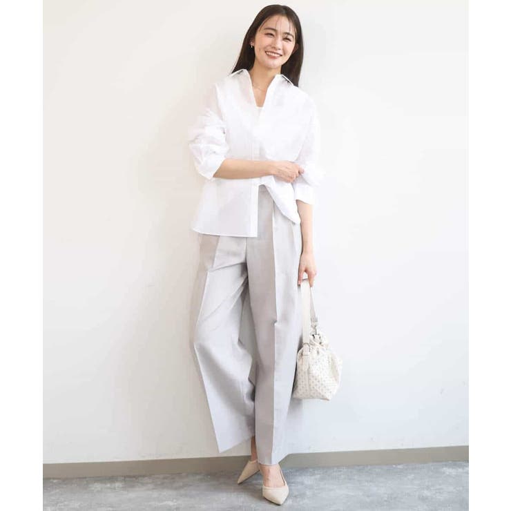 リネン混カラーシャツブラウス/接触冷感/洗える | MK MICHEL KLEIN | 詳細画像3 