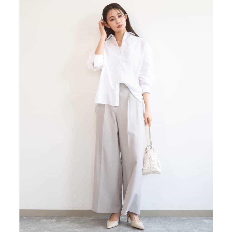 リネン混カラーシャツブラウス/接触冷感/洗える | MK MICHEL KLEIN | 詳細画像4 