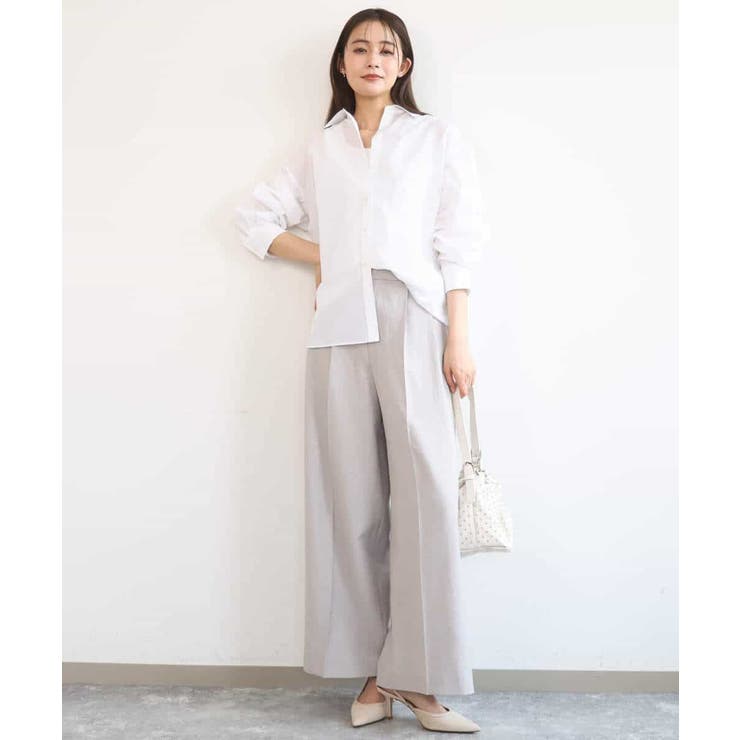 リネン混カラーシャツブラウス/接触冷感/洗える | MK MICHEL KLEIN | 詳細画像5 