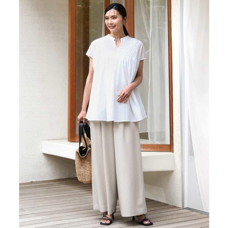 [洗える]ハンドスモッキングブラウス | MK MICHEL KLEIN | 詳細画像20 