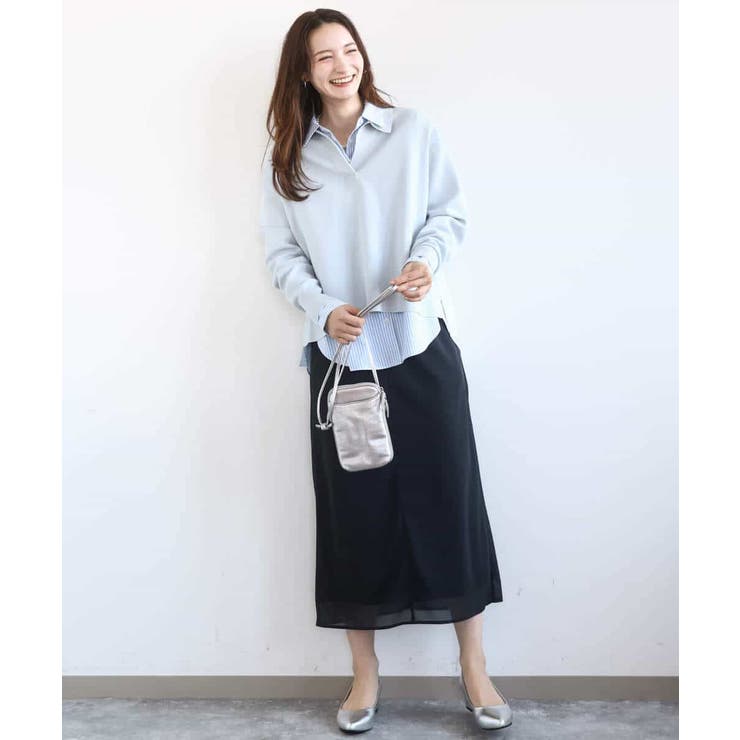 コットン混ベーシックシャツ（ストライプ）/接触冷感/防シワ/洗える | MK MICHEL KLEIN | 詳細画像11 