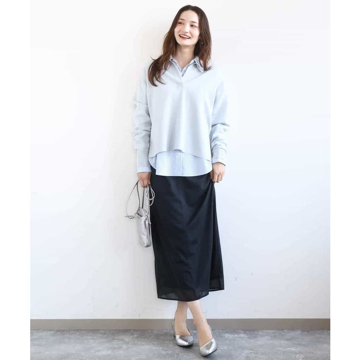 コットン混ベーシックシャツ（ストライプ）/接触冷感/防シワ/洗える | MK MICHEL KLEIN | 詳細画像12 