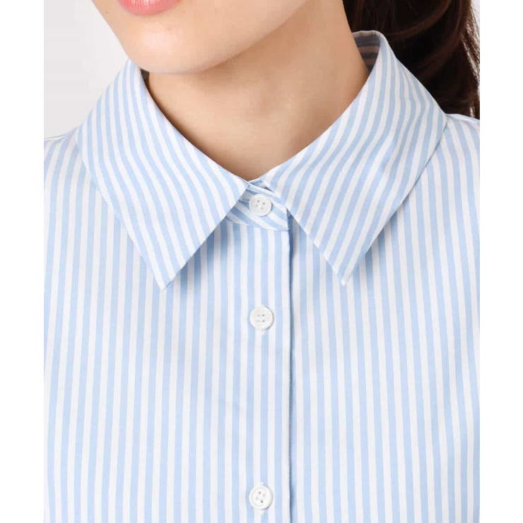 コットン混ベーシックシャツ（ストライプ）/接触冷感/防シワ/洗える | MK MICHEL KLEIN | 詳細画像17 