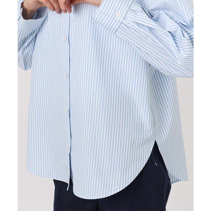 コットン混ベーシックシャツ（ストライプ）/接触冷感/防シワ/洗える | MK MICHEL KLEIN | 詳細画像20 