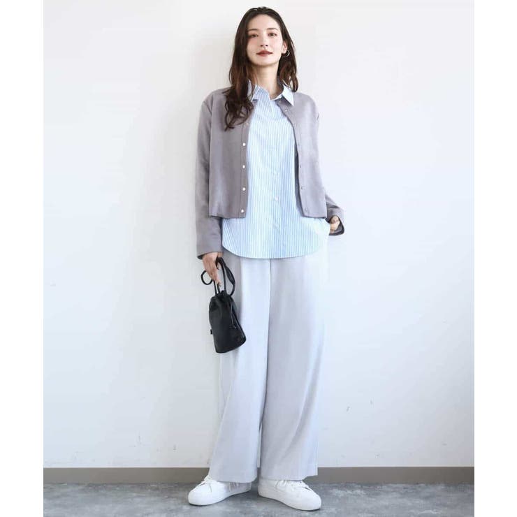 コットン混ベーシックシャツ（ストライプ）/接触冷感/防シワ/洗える | MK MICHEL KLEIN | 詳細画像3 