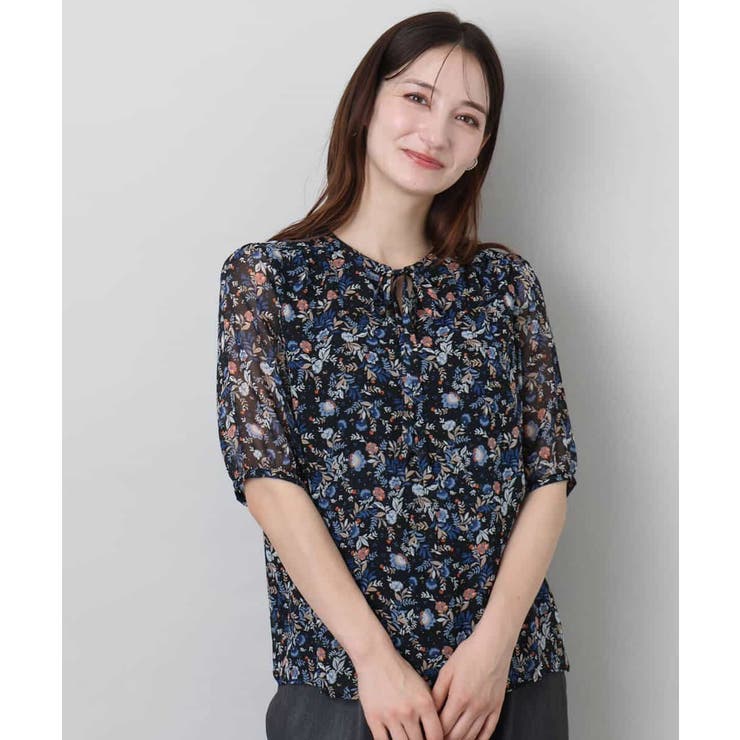 フラワードットプリントシフォンブラウス/洗える | MK MICHEL KLEIN | 詳細画像9 