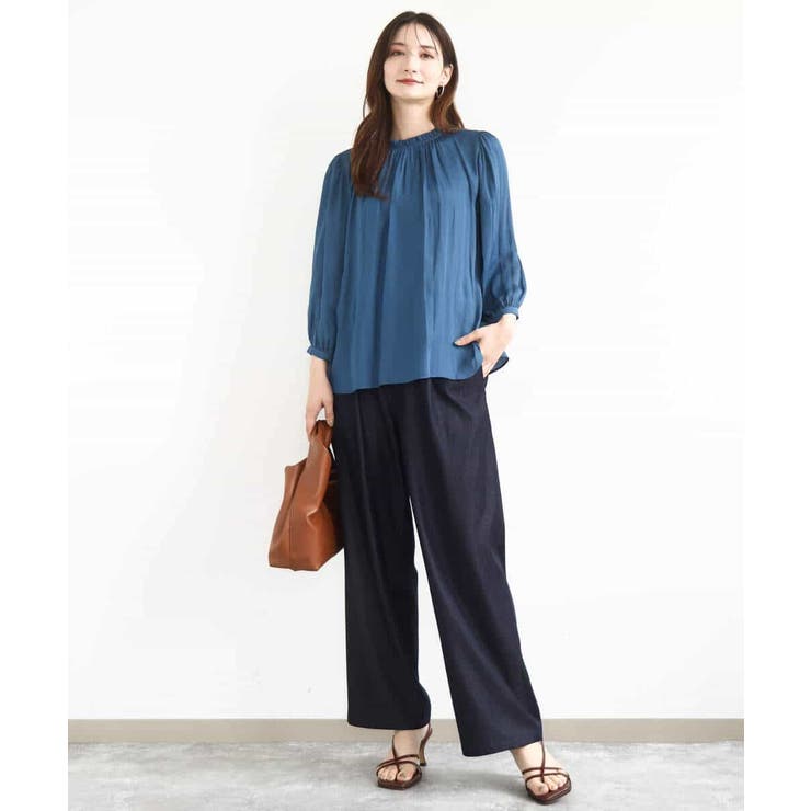 フリルギャザーネックサテンブラウス/接触冷感/洗える | MK MICHEL KLEIN | 詳細画像11 